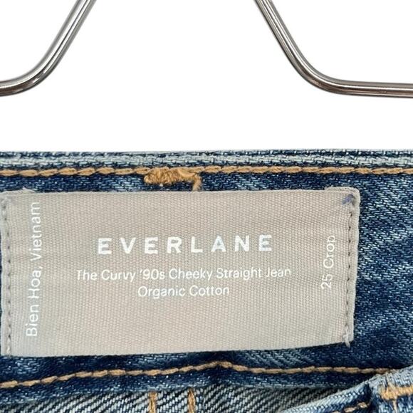 Everlane The‎ ’90s Cheeky Straight Jean Curvy Organic Cotton Blue Size 25 Crop - Picture 10 of 12